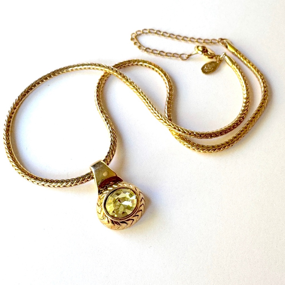 Citrine Pendant Necklace Vintage 1980s Premiere Designs